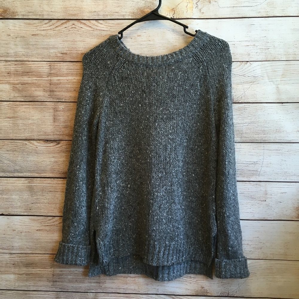 ANTHROPOLOGIE KENAR WOOL BLEND SWEATER IN CHARCOAL GRAY